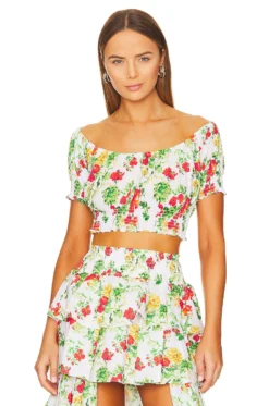 Cornelia Top Yellow Red Blanc Floral