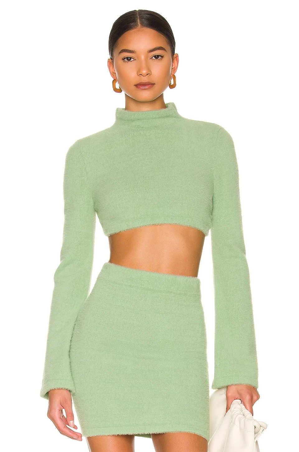 Raquel Cropped Sweater Light Green 2 Raquel Cropped Sweater Light Green - Image 2