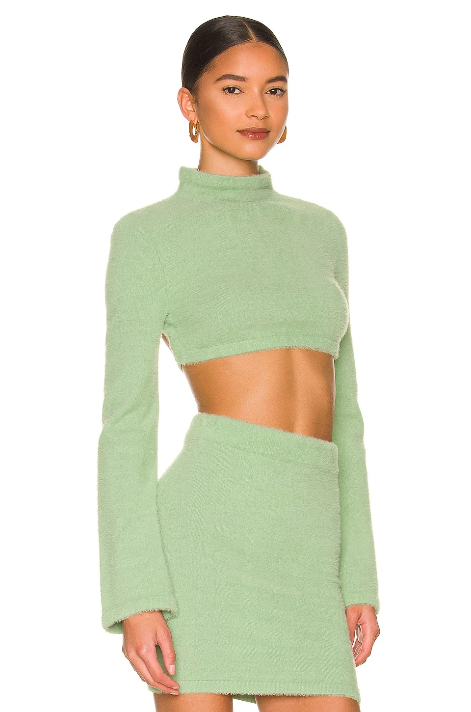 Raquel Cropped Sweater Light Green 3 Raquel Cropped Sweater Light Green - Image 3