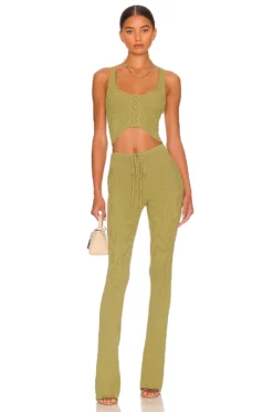 PANTALÓN DE PUNTO CON CORDONES ARTEMIS Rosemary Green 9 PANTALÓN DE PUNTO CON CORDONES ARTEMIS Rosemary Green -Fashion Clothing COEL WP75 V4