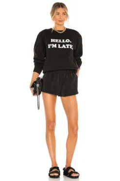 Hello I'm Late Sweatshirt Black -Fashion Clothing DEPT WK28 V4