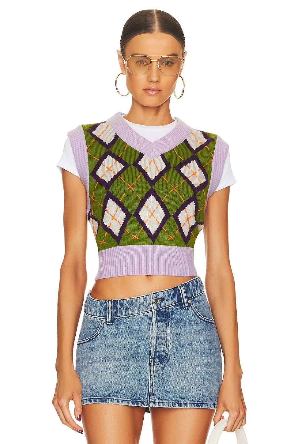 Cardiff Argyle Sweater Vest Green & Purple 1 Cardiff Argyle Sweater Vest Green & Purple