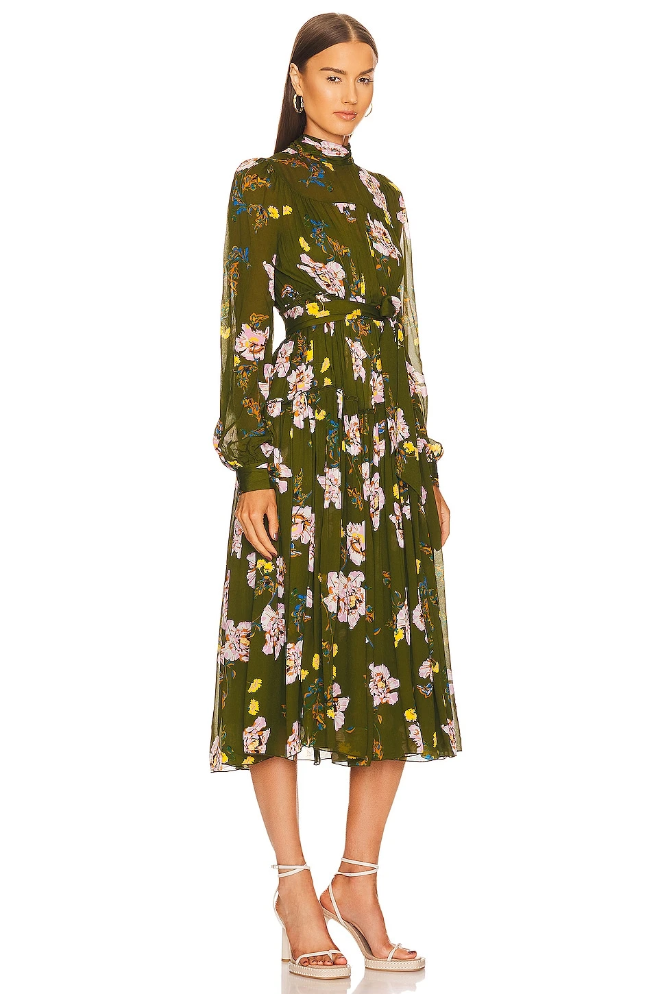 DIANE VON FURSTENBERG Kent Midi Dress August Floral & Medium Khaki 2 DIANE VON FURSTENBERG Kent Midi Dress August Floral & Medium Khaki - Image 2