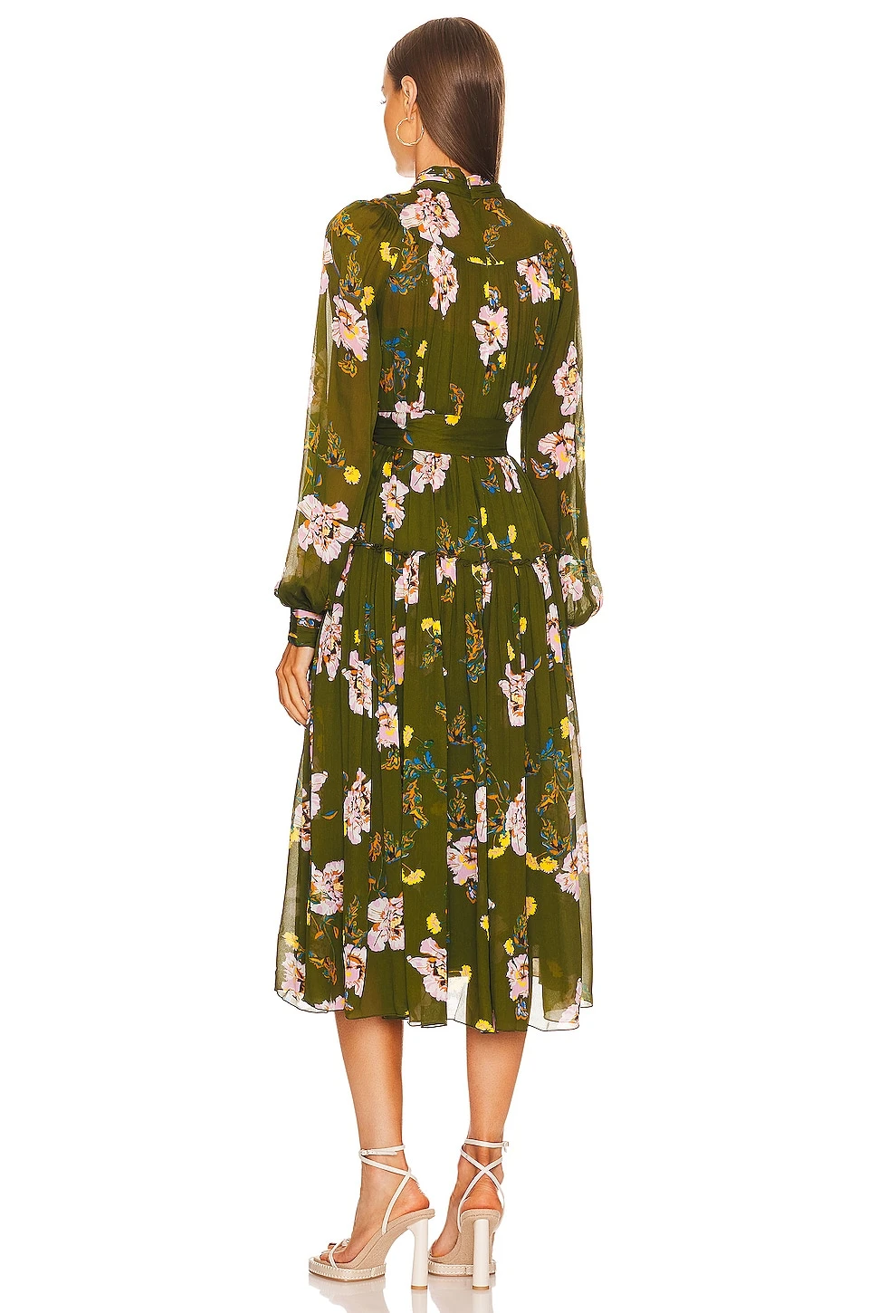 DIANE VON FURSTENBERG Kent Midi Dress August Floral & Medium Khaki 3 DIANE VON FURSTENBERG Kent Midi Dress August Floral & Medium Khaki - Image 3