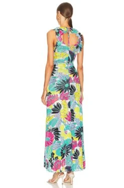DIANE VON FURSTENBERG Sean Sleeveless Dress Garden Of Earthly Delights Summer Turquoise -Fashion Clothing DVF WD477 V3
