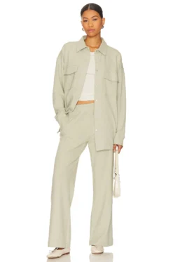 Eberjey Luxe Wide Leg Pant Botanical Zen Green -Fashion Clothing EBER WP36 V4