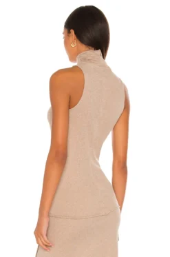 Cashmere Halter Turtleneck Khaki -Fashion Clothing ENZA WS925 V3