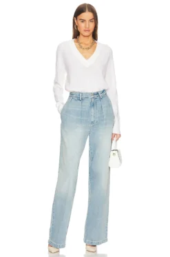 Equipment Madalene V-neck Sweater Nature White -Fashion Clothing EQUI WK245 V4