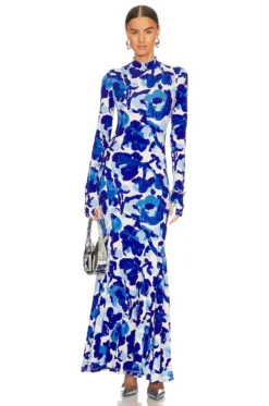ESSENTIEL ANTWERP Dieval Long Printed Dress Voltage Blue