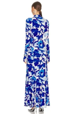 ESSENTIEL ANTWERP Dieval Long Printed Dress Voltage Blue -Fashion Clothing ESSE WD33 V3