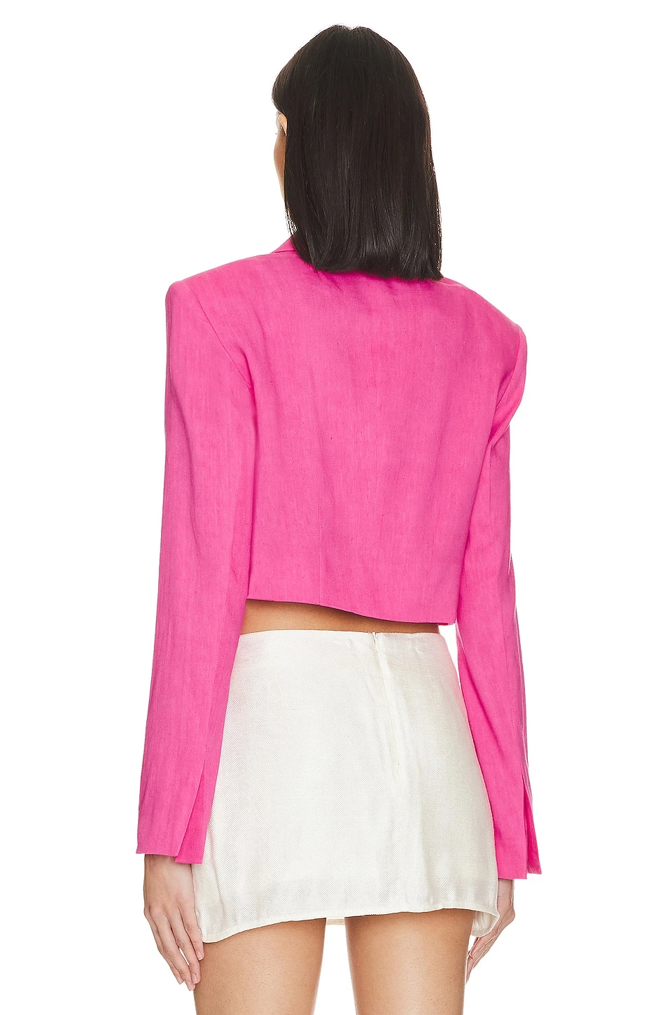 FRAME Cropped Strong Shoulder Blazer Flamingo 3 FRAME Cropped Strong Shoulder Blazer Flamingo - Image 3