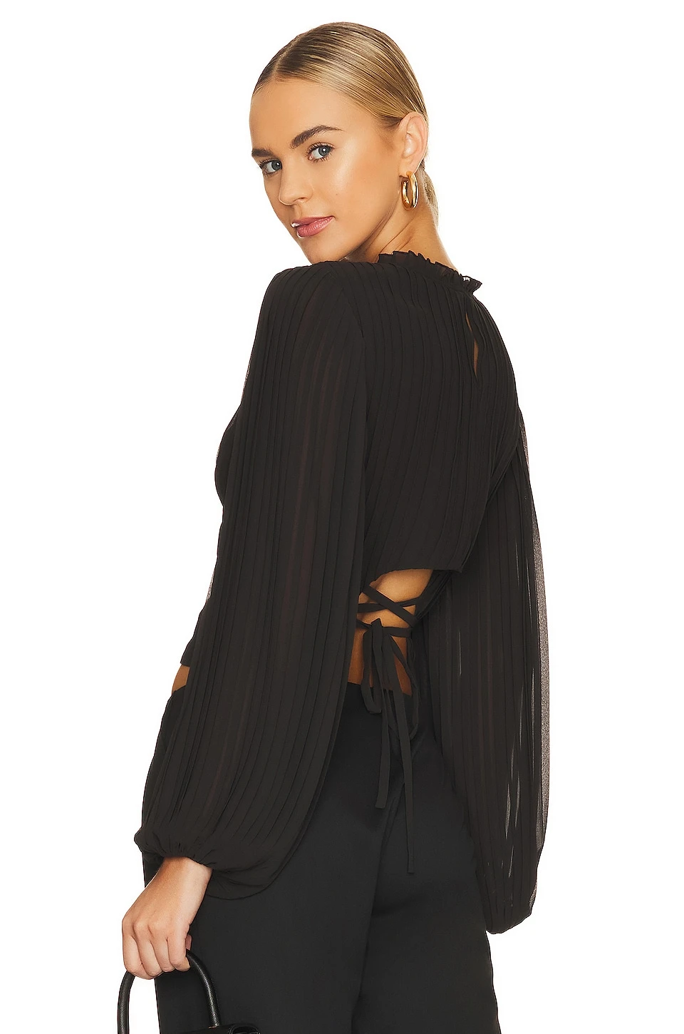 FRAME Waist Tie Cutout Top Noir 1 FRAME Waist Tie Cutout Top Noir