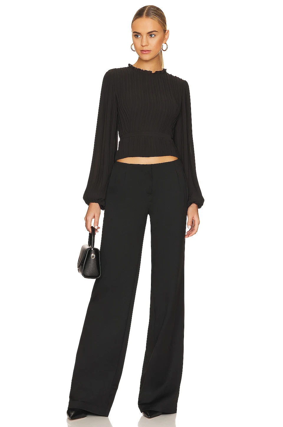 FRAME Waist Tie Cutout Top Noir 5 FRAME Waist Tie Cutout Top Noir - Image 5