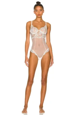 Fleur Du Mal Frankie Lace Bodysuit Ivory