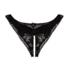 Fleur Du Mal Ruffle Crotchless Cheeky Thong Black