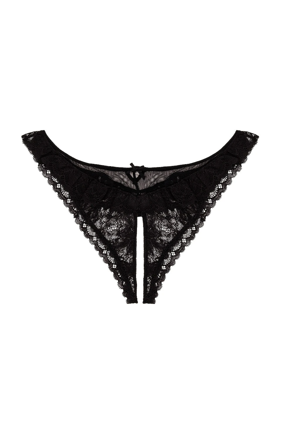 Fleur Du Mal Ruffle Crotchless Cheeky Thong Black 1 Fleur Du Mal Ruffle Crotchless Cheeky Thong Black