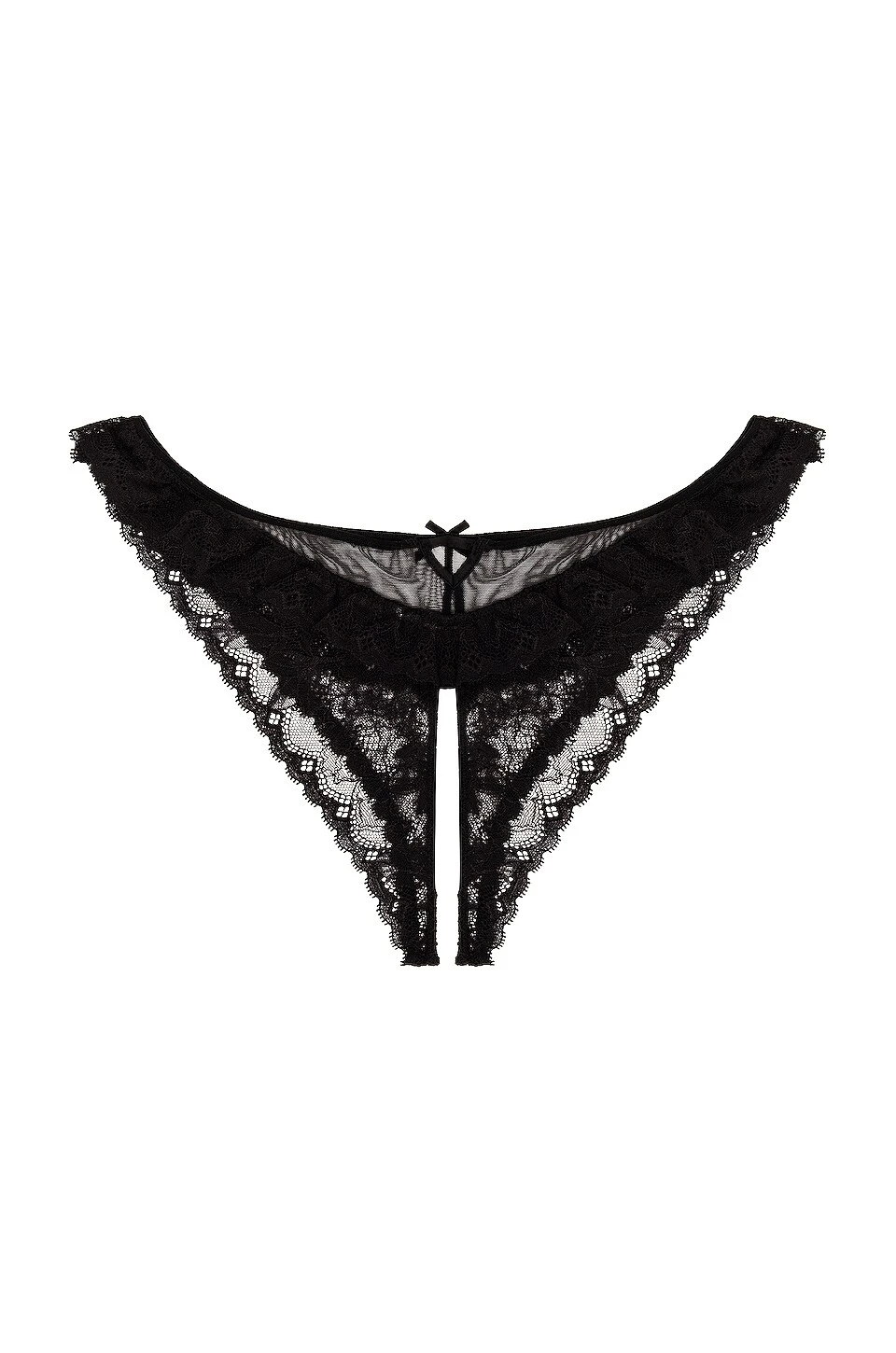 Fleur Du Mal Ruffle Crotchless Cheeky Thong Black 2 Fleur Du Mal Ruffle Crotchless Cheeky Thong Black - Image 2