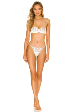 Fleur Du Mal X REVOLVE Frankie Lace Boned Balconette Bra Ivory -Fashion Clothing FLER WI318 V4