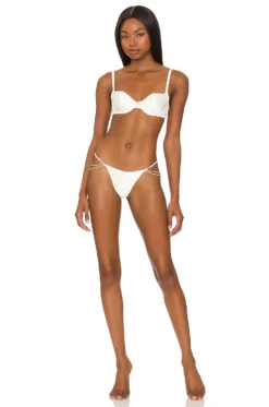 Fleur Du Mal Pearl Luxe V String Ivory -Fashion Clothing FLER WI355 V4