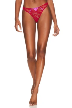 Fleur Du Mal Magnolia Lace Thong Rouge