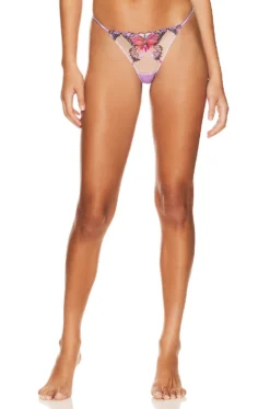 Fleur Du Mal Butterfly Embroidery Thong Light Lilac