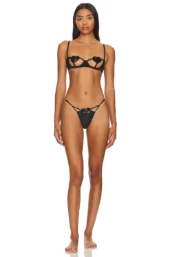 Fleur Du Mal Queen Of Hearts V-string Black 7 Fleur Du Mal Queen Of Hearts V-string Black -Fashion Clothing FLER WI436 V4