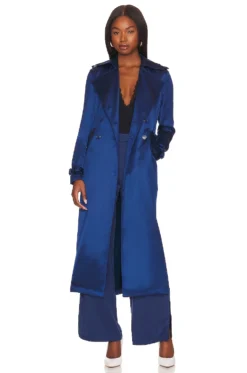 Fleur Du Mal Eco Luxe Trench Coat Nighttime Blue