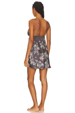 Andrea Printed Shimmer Charmeuse Lace Chemise Grey 5 Andrea Printed Shimmer Charmeuse Lace Chemise Grey -Fashion Clothing FLNR WI357 V3