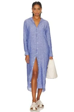 Rory Woven Long Dress Famous Blue -Fashion Clothing FNKE WD29 V1 1