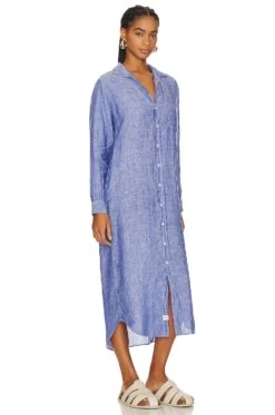 Rory Woven Long Dress Famous Blue -Fashion Clothing FNKE WD29 V3