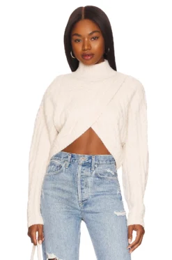 Amelia Cross Front Turtleneck Cream