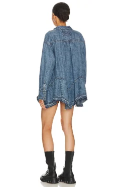 FREE PEOPLE Freya Button Up Mini Medium Indigo Wash -Fashion Clothing FREE WD2619 V3