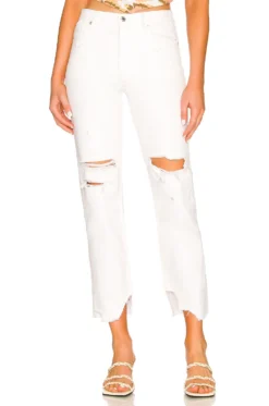FREE PEOPLE Tapered Baggy Boyfriend Chalk White