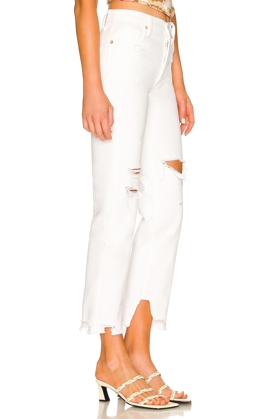 FREE PEOPLE Tapered Baggy Boyfriend Chalk White 2 FREE PEOPLE Tapered Baggy Boyfriend Chalk White - Image 2