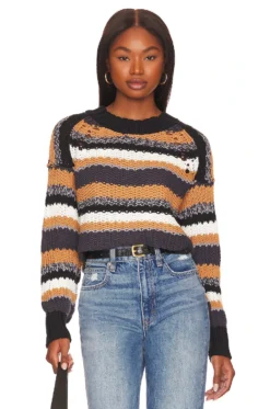 FREE PEOPLE Devon Sweater Sunflower Seed Combo