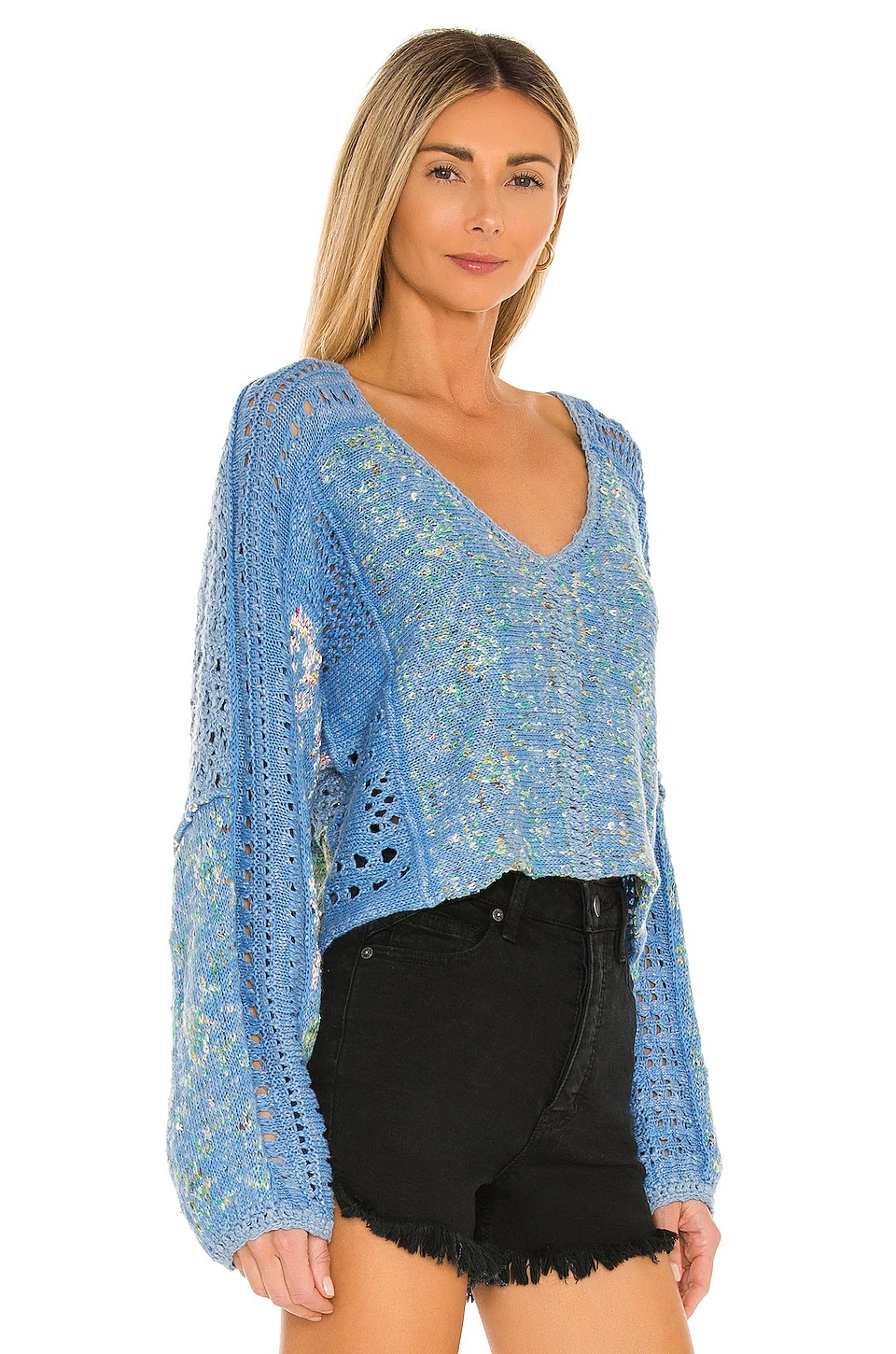 FREE PEOPLE Mosaic V Neck Pullover Moonbeam Combo 2 FREE PEOPLE Mosaic V Neck Pullover Moonbeam Combo - Image 2