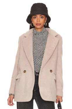 FREE PEOPLE Mari Solid Blazer Peacoat Light Coffee