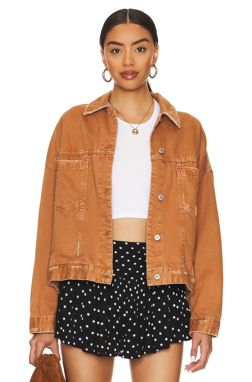 FREE PEOPLE Opal Swing Denim Jacket Bright Ecru 7 FREE PEOPLE Opal Swing Denim Jacket Bright Ecru - Image 7