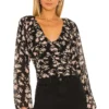 FREE PEOPLE New Final Rose Blouse Black Combo