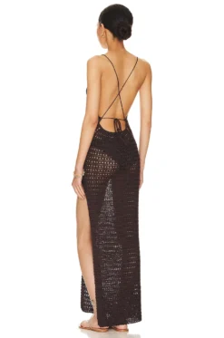 Sima Maxi Dress Chocolate Brown -Fashion Clothing FTHE WD31 V3