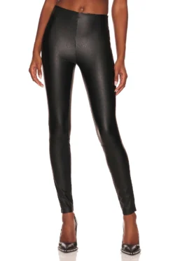 GOOD AMERICAN Good Waist Leather Pull On Black001