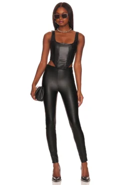 GOOD AMERICAN Good Waist Leather Pull On Black001 -Fashion Clothing GAME WP13 V7