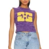 Ganni Graphic Cropped Vest Purple Wine