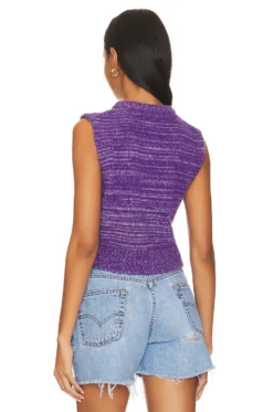 Ganni Graphic Cropped Vest Purple Wine -Fashion Clothing GANR WK25 V3