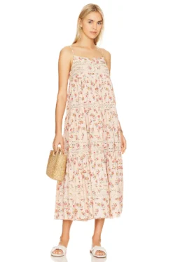 Serenade Dress Pale Pink Kerchief Rose Print