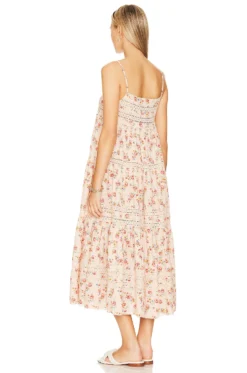 Serenade Dress Pale Pink Kerchief Rose Print -Fashion Clothing GREA WD20 V3