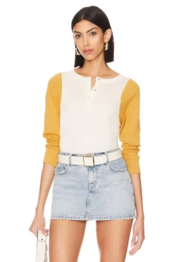 The Baseball Henley Washed White With Marigold