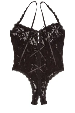 HANKY PANKY Lace Open Bodysuit Black