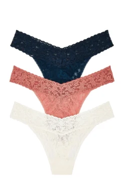 HANKY PANKY Original Rise Thong 3-pack Box Ivory, Himalayan Pink, & Nori
