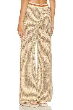Crochet Wide Leg Pants Off White, Faded Lime & Coconut -Fashion Clothing HARL WP601 V3